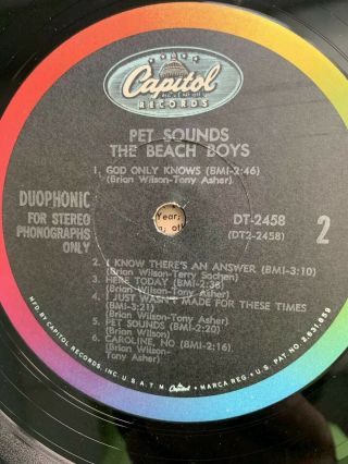 1966 Duophonic The Beach Boys Pet Sounds DT 2458 LP Vinyl NM Surf Rock 7