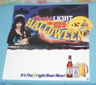 Elvira Coors Light Beer Halloween Shelf Talker Sign
