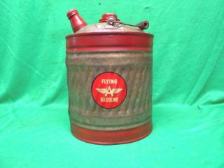Vintage Metal 2 Gallon Gas Can Flying A Gasoline Decal Unique One Of A Kind