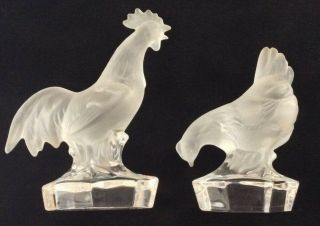 Vintage Nachtmann & Goebel Germany 24 Lead Crystal Chicken & Rooster Figurines
