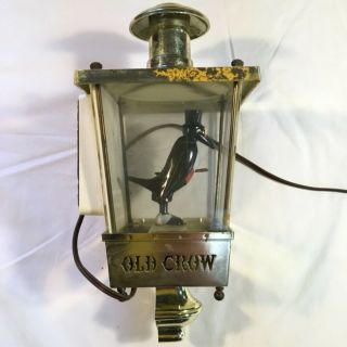 Vintage Old Crow Whiskey Advertising Sign Faux Brass Lamp Lantern Light 3