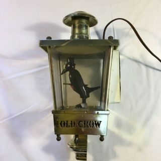Vintage Old Crow Whiskey Advertising Sign Faux Brass Lamp Lantern Light 4