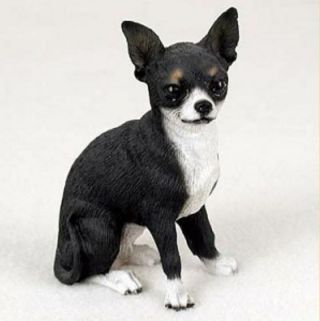 Chihuahua Dog Figurine Statue Hand Painted Resin Gift Pet Lovers Black White