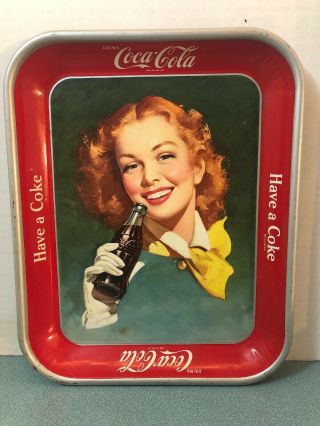 Vintage Drink Coca Cola Have A Coke Tray Girl With Red Hair