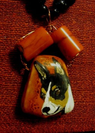 Rat Terrier Hand - Painted On A Ceramic Pendant/bead/necklace
