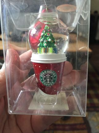 Rare Starbucks 2006 Holiday Snow Globe Ornament Red To Go Cup Christmas Tree