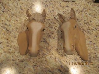 Vintage Wall Mount,  Horse Heads Ceramic,  Pair