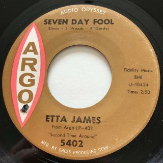 Northern Soul Etta James Seven Day Fool Argo 45 Rare R&b Mod Dancer
