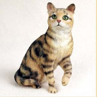 Shorthaired Brown Tabby Cat Figurine Statue Hand Painted Resin Gift