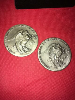 Vtg.  Silver Coin Medal American Horse Shows Association Inc Award Pegasus