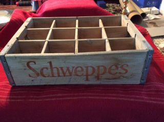 Circa 1970’s? Wooden Schweppes Bottle (12) Carrier From Montana - Cond.
