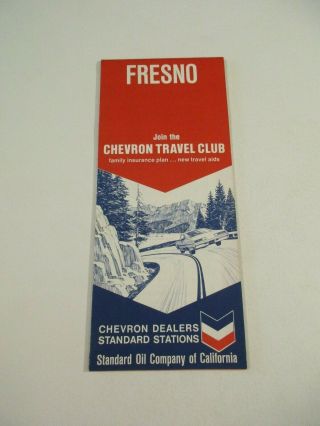 Vintage 1969 Chevron Fresno Oil Gas Station Travel Road Map Box Y4