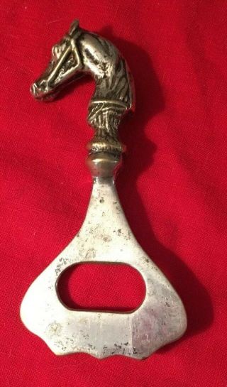 Vintage Horse Head Bottle Opener Antique Collectible Cast Silver Color Metal