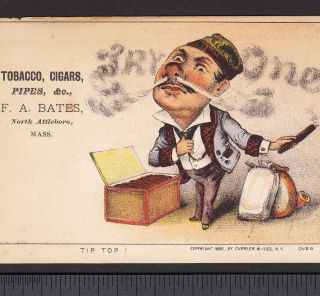 Currier & Ives ©1880 Tobacco Cigar N Attleboro Victorian Advertising Trade Card