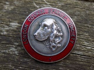 Vintage London Cocker Spaniel Society Enamel Pin Badge - 1930 