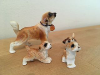 Vintage 4 Piece Bone China Saint Bernard Dog Set Family Adult & 3 Puppies Japan 3