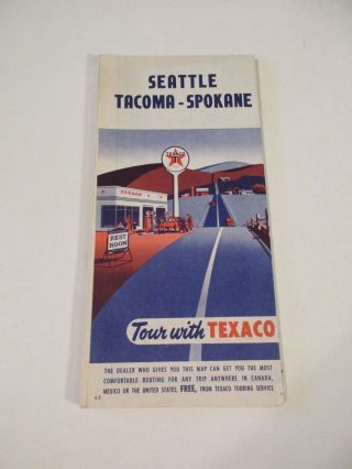 Vintage Texaco Seattle Tacoma Spokane Washington Street Oi Gas Station Road Map