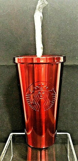 Starbucks Logo Red Stainless Steel 16oz Tumbler Cold Cup Grande Bnwt