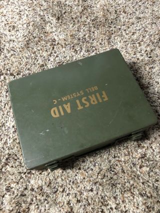 Vintage Army Green Bell System - C First Aid Kit w All Contents Metal Case 3
