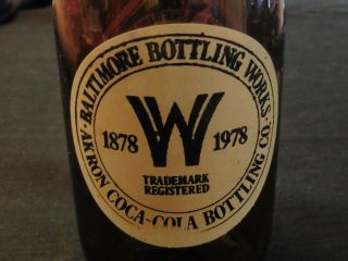 Vintage 1978 Akron Coca - Cola Bottling Co.  Baltimore Commemorative Bottle