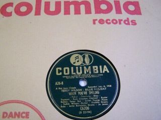 Billie Holiday & Teddy Wilson 78rpm Easy Living & When Your Smiling 1937 Vg,  Vg,