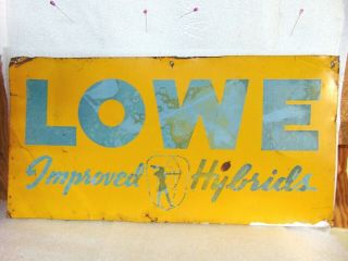 Vintage Lowe Improved Hybrids Feed Agriculture Seed Farm Advertising Sign $9.  95
