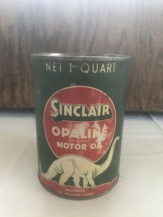 Sinclair Opaline Can Green White Dino Vintage