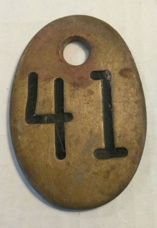 Vintage Brass Double Sided Cow Ear Tag,  41.  Approximately 3 " By 2 ".