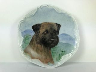 Vintage Barnhart Studios Border Terrier Dog Hand Painted Porcelain Trinket Dish