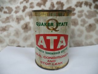 Vintage Quaker State Quart 14 U.  S.  Oz Ata Automatic Transmission Fluid Can
