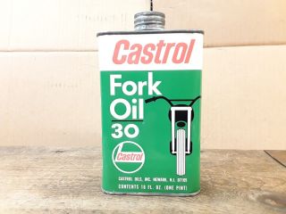 Vintage Castrol Fork 30wt Oil Tin Can Advertising Dirt Bike Motorcycle 1964 Usa