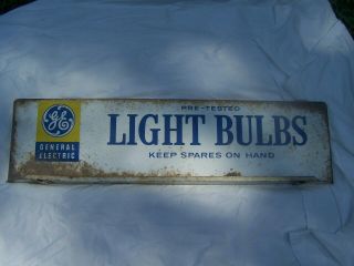 Vtg,  Heavy Metal Sign,  General Electric Light Bulbs,  36 " X 9.  5 "