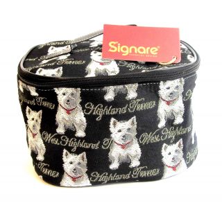 Tapestry " West Highland Terrier " Dog Vanity Case By Signare