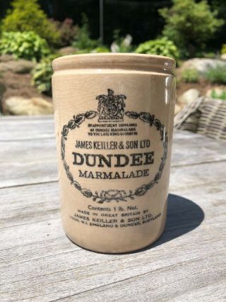 Antique Vintage Ceramic Dundee Marmalade Jar London 1lb James Keiller & Son Ltd.