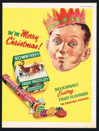 Rowntrees Ad British Fruit Pastels Advert 1950 Vintage Print Ad Retro