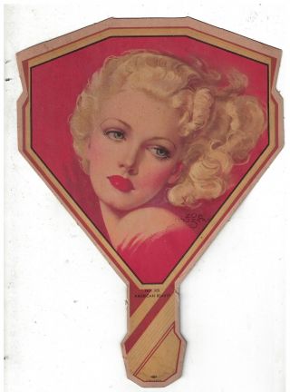 Vintage 1930s Ad Cardboard Fan Pretty Woman Cudahy,  Wi