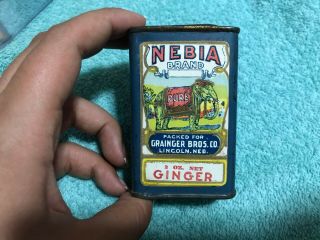 Scarce - - ”nebia” Brand Paper Label 2 Oz.  Ginger Spice Tin