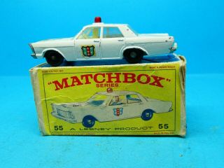 C1960s Matchbox Lesney Police Car Diecast Toy Model Vehicle No 55