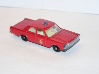 Vintage Lesney Matchbox 59 Ford Galaxie Fire Chief White Light Special