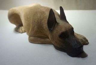 Vintage Sandicast Great Dane Dog Sculpture Fawn Signed Brue