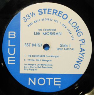 LEE MORGAN THE SIDEWINDER LP 1964 STEREO RVG EAR VG/VG, 4