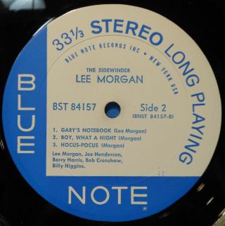 LEE MORGAN THE SIDEWINDER LP 1964 STEREO RVG EAR VG/VG, 6