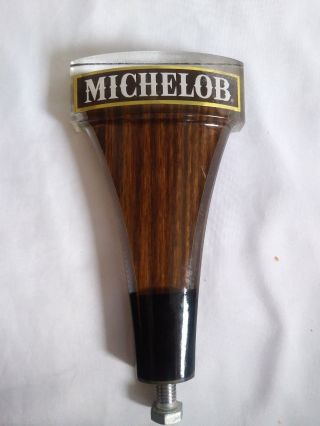 Vintage Michelob Beer Tap,  Wooden And Clear Plastic Beer Topper Handle,  1970s