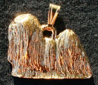 Lhasa Apso Dog 24k Gold Plated Pewter Pendant Jewelry Usa Made