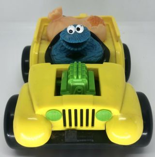 Illco Jim Hensen Cookie Monster Friction Jeep Toy Car Vintage Sesame Street