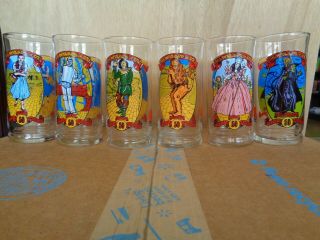 1989 Coca Cola 50th Anniversary Wizard Of Oz Glenda Witch Glass Set Of 6 Glasses