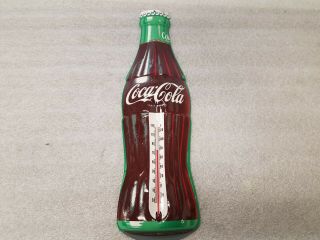 Vintage Coca Cola Thermometer Coke Bottle Shape Metal Sign Approximately 17 "