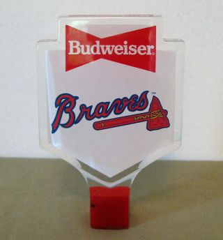 Vintage Atlanta Braves Baseball Mlb Budweiser Acrylic Beer Tap Screw On Handle