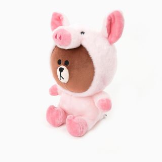 Korea LINE Friends Wanna Be Brown Pig Piggy Animal Costume 25cm Plush Doll Gift 2