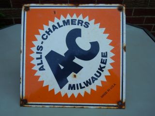 Vintage Allis Chalmers 10 " Steel Metal Sign Advertisement - 1935 - 1950s